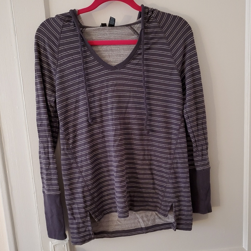 Cynthia Rowley gray striped hoodie top soft XS